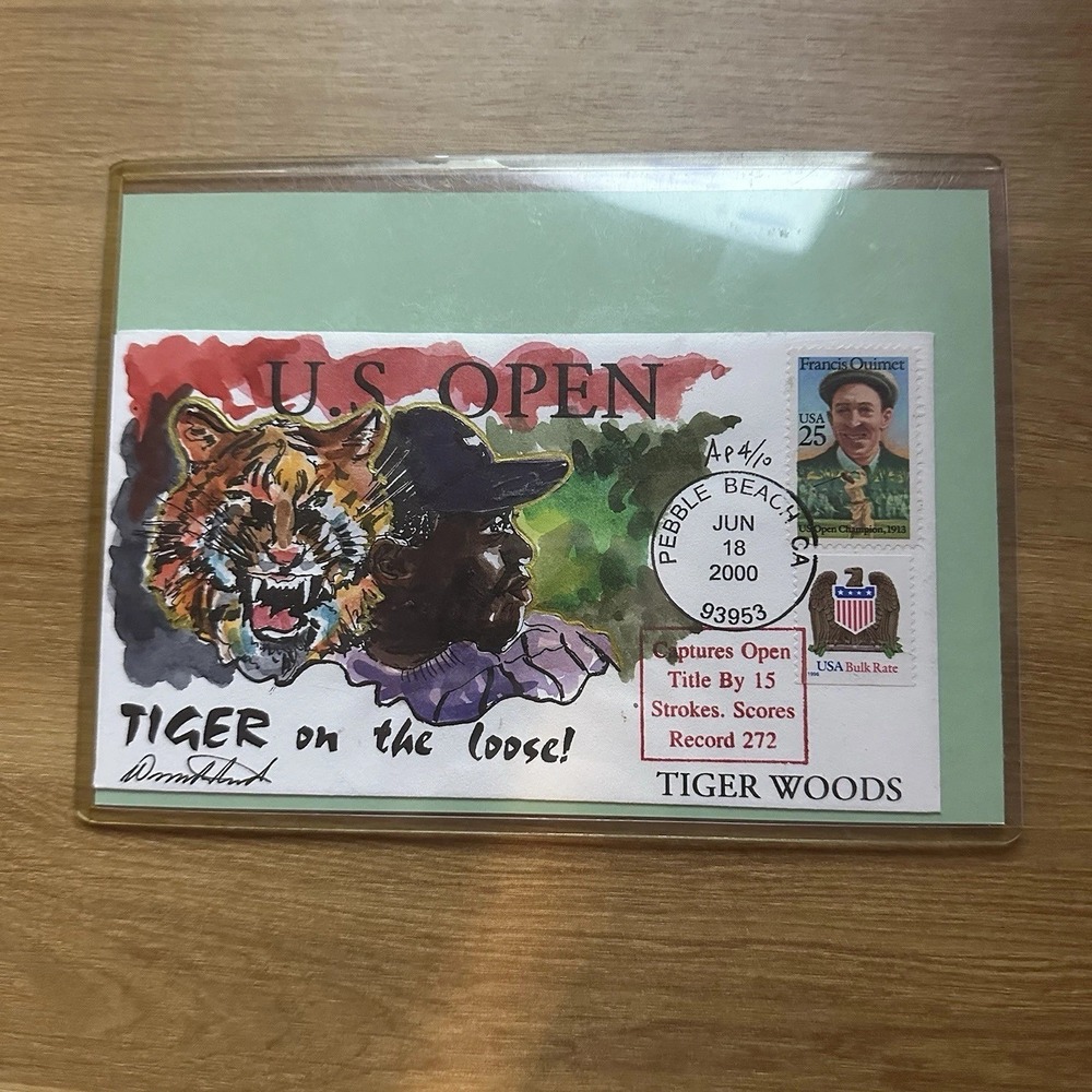 Tiger Woods Tiger on the Loose 2000 US Open Artist Proof FDC Pebble Beach Rare